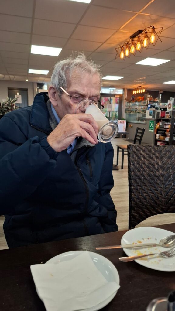 Resident drinking coffee
